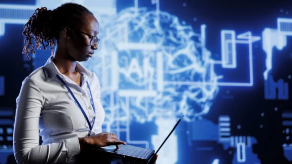 Woman working on AI systems