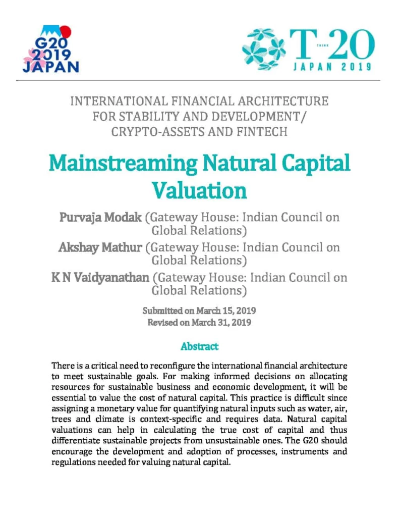 Mainstreaming Natural Capital Valuation – The Global Solutions Initiative